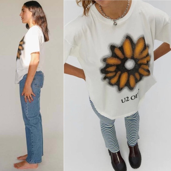 NWT DAYDREAMER 90s U2 One Daisy Graphic Grunge Rock Band Short Sleeve Tee XS - Picture 4 of 8